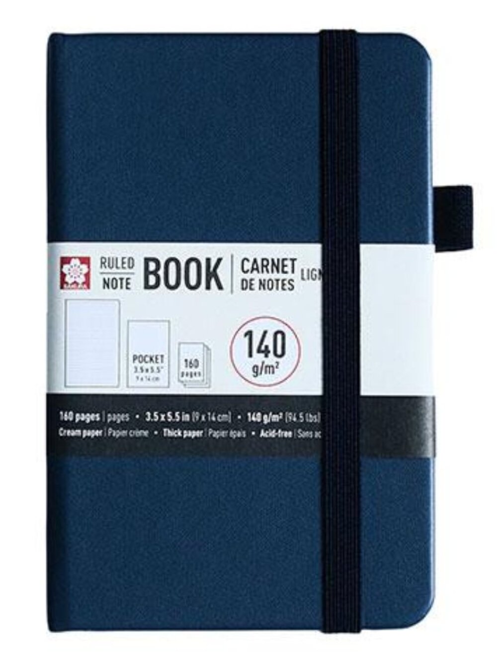 Sakura Pocket Notebook Ruled 160 Pages Indigo 3.5"X5.5" Journal School Office